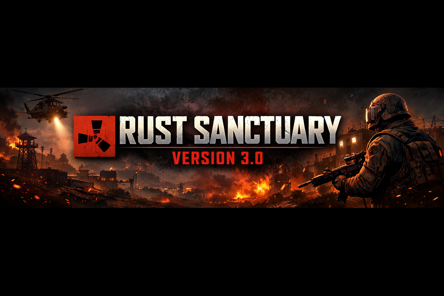 Баннер сервера Rust Sanctuary Version 3.0 – PvE World with Defined PvP Zones