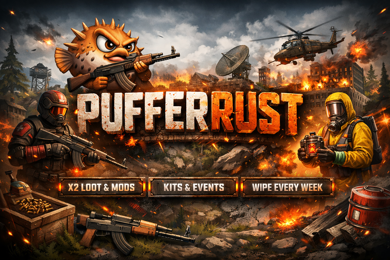 Баннер сервера PUFFERRUST | 2x | Custom Quests | Weekly