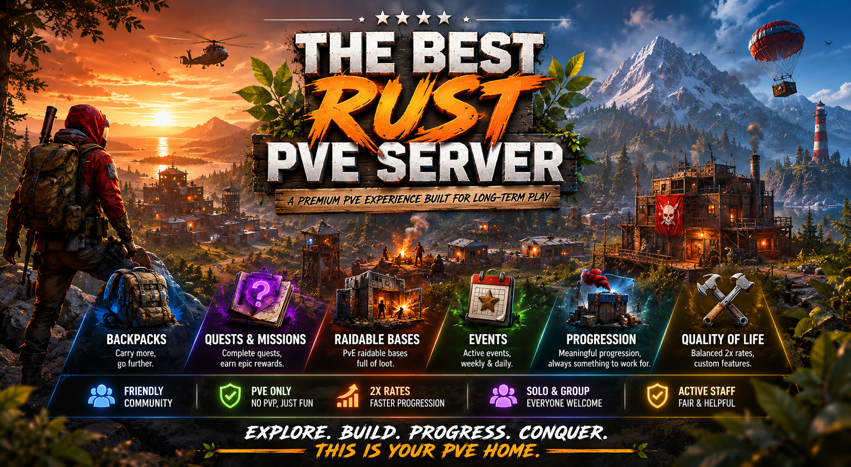 Баннер сервера The Best Rust PvE Test Server
